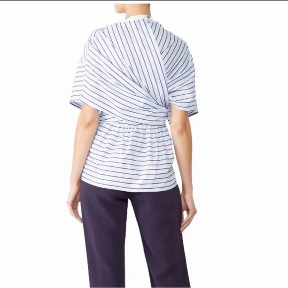 Rosetta Getty Blue Striped Cape Back Top SIZE 8 - Picture 2 of 6